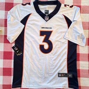 Nike Denver Broncos Wilson Stitched Jersey, White and Navy Men’s size M NWT